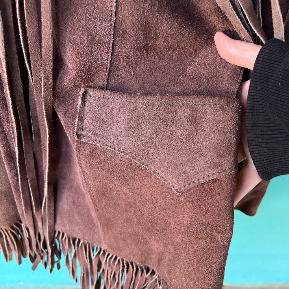 1970 Brown Super Long Fringe Suede Jacket VINTAGE WESTERN SIZE 40 OOAK - Picture 7 of 16